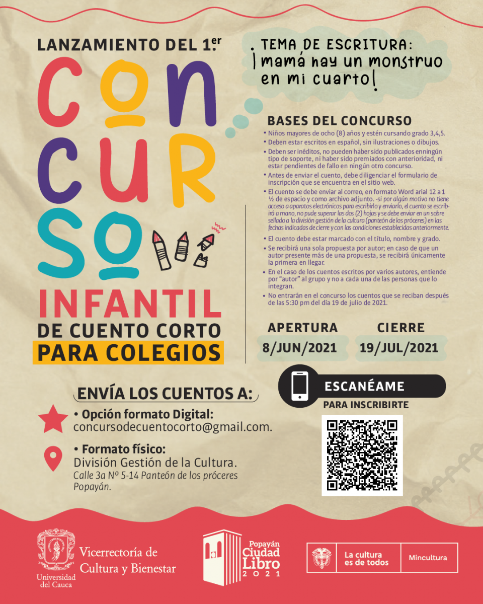 I Concurso infantil de cuento corto para colegios | Universidad del Cauca